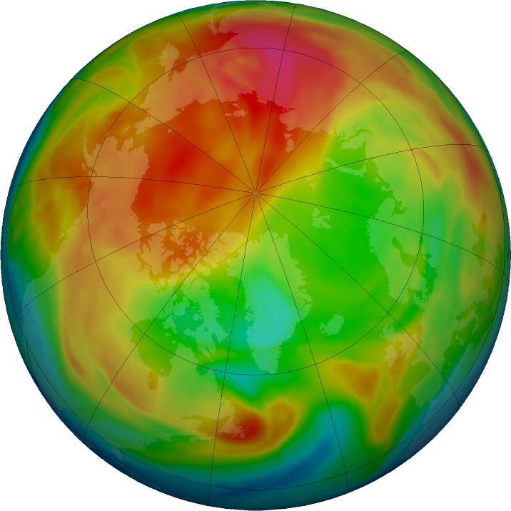 Arctic ozone map for 18 January 2024